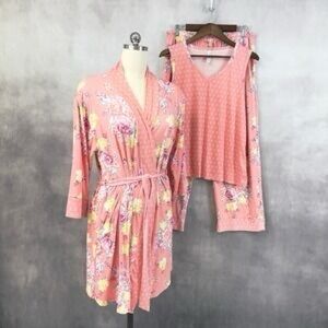 Flora Nikrooz Super Soft 3 Piece Pajama Sleep Set, Robe, Tank, and Pant Size M